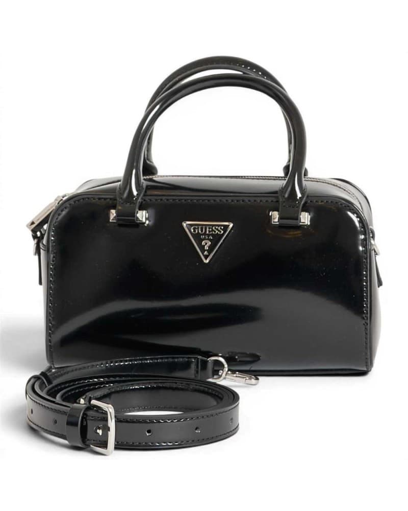 GUESS Guess Borsa Arnela Mini Satchel Donna Nero in Materiale Sintetico Effetto Saffiano con Charm - 7
