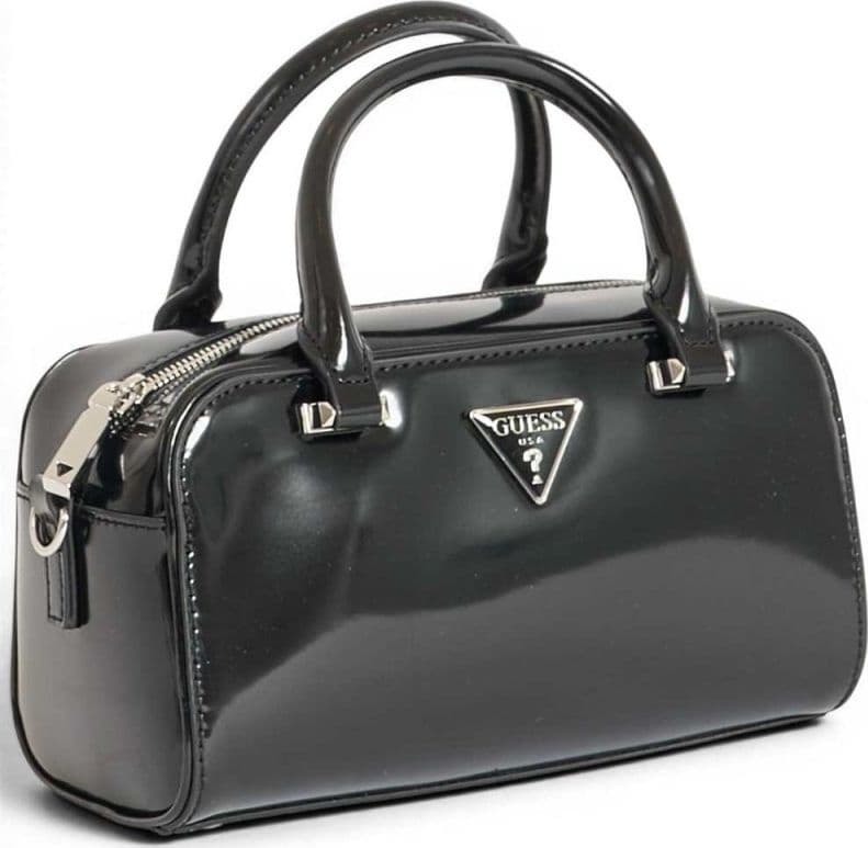 GUESS Guess Borsa Arnela Mini Satchel Donna Nero in Materiale Sintetico Effetto Saffiano con Charm - 3