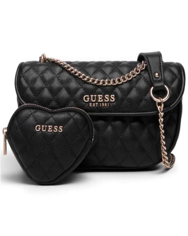 GUESS Guess Borsa Atabey Convertible Crossbody Flap Donna Nero in Materiale Sintetico con Logo 4G - 9