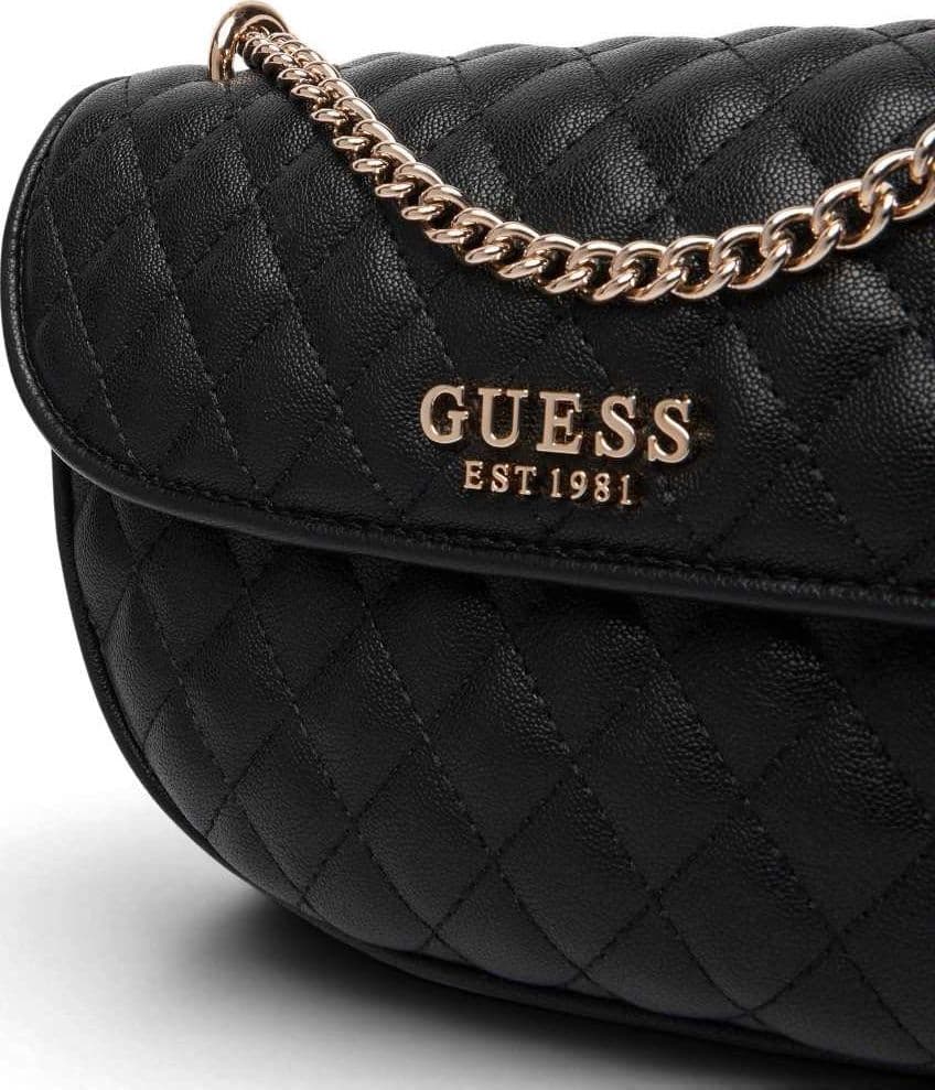 GUESS Guess Borsa Atabey Convertible Crossbody Flap Donna Nero in Materiale Sintetico con Logo 4G - 4