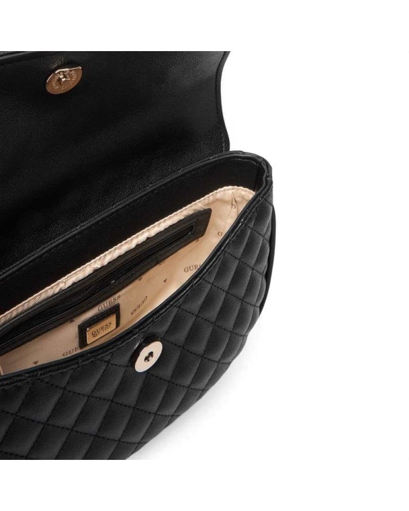 GUESS Guess Borsa Atabey Convertible Crossbody Flap Donna Nero in Materiale Sintetico con Logo 4G - 7
