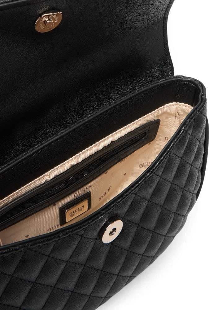 GUESS Guess Borsa Atabey Convertible Crossbody Flap Donna Nero in Materiale Sintetico con Logo 4G - 8