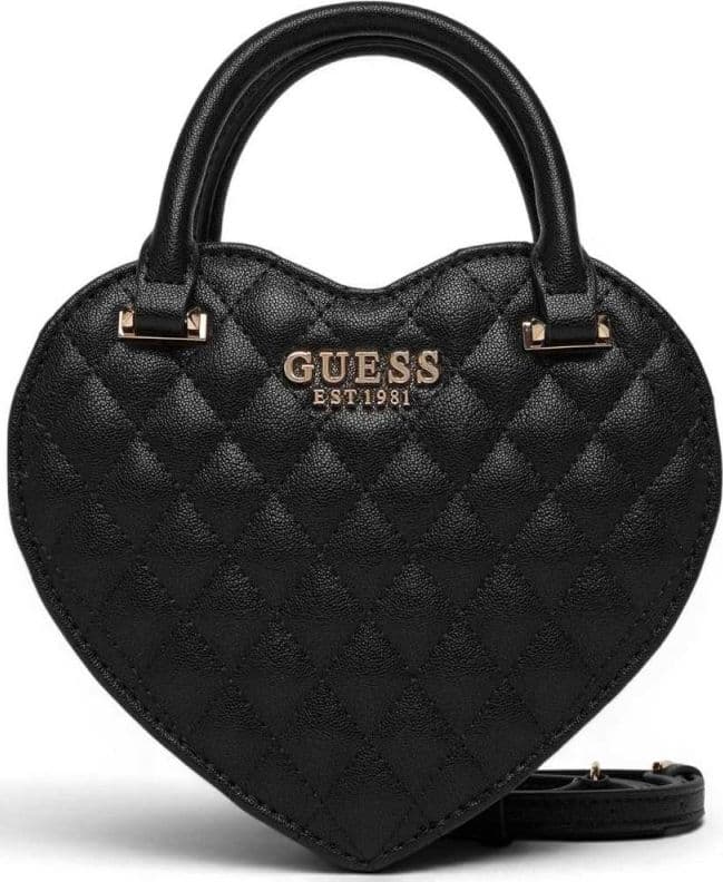 GUESS Guess Borsa Atabey Heart Bag Donna Nero a Forma di Cuore in Materiale Sintetico con Logo 4G - 9