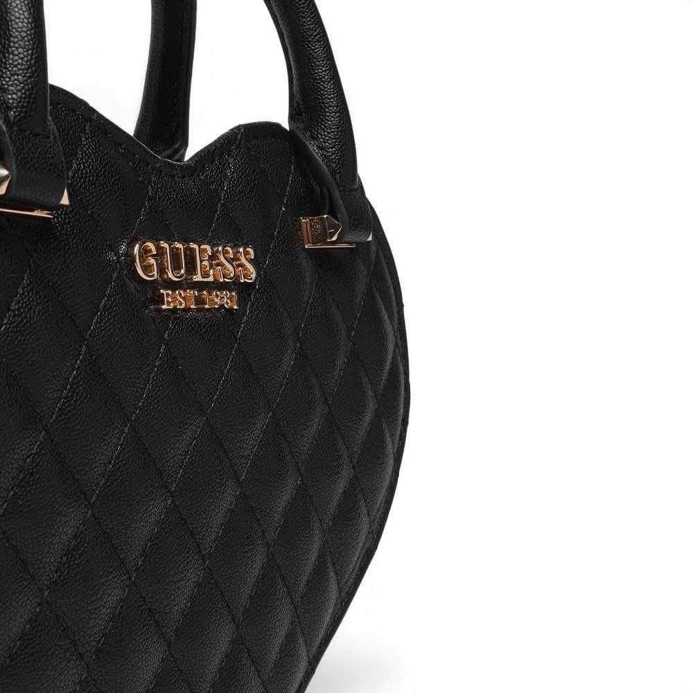 GUESS Guess Borsa Atabey Heart Bag Donna Nero a Forma di Cuore in Materiale Sintetico con Logo 4G - 4