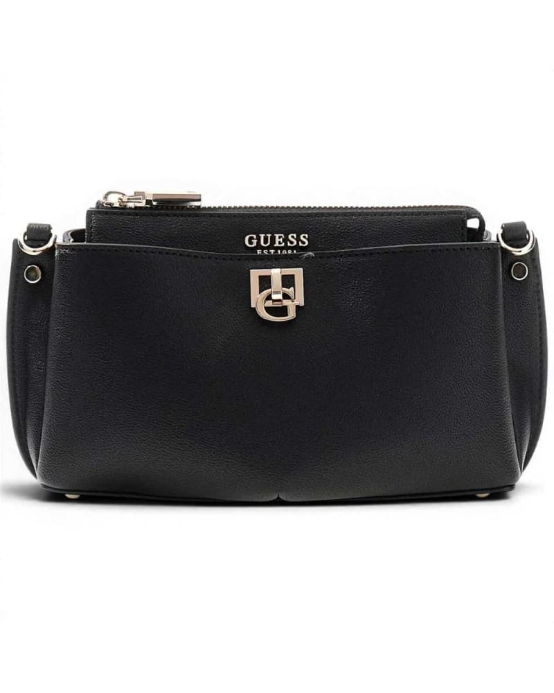 GUESS Guess Borsa Bianca Mini Crossbody Donna Nero in Materiale Sintetico con Logo Triangolo Frontale - 7