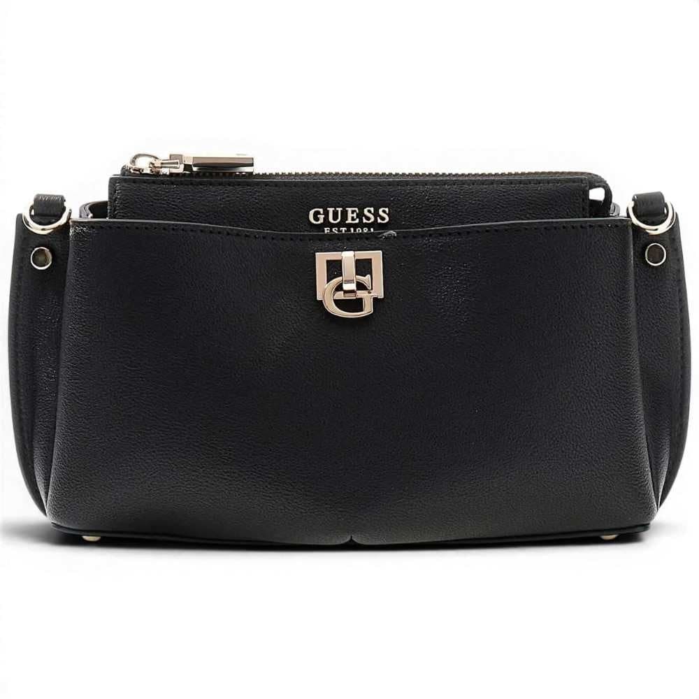 GUESS Guess Borsa Bianca Mini Crossbody Donna Nero in Materiale Sintetico con Logo Triangolo Frontale - 2
