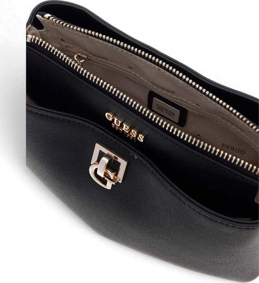 GUESS Guess Borsa Bianca Mini Crossbody Donna Nero in Materiale Sintetico con Logo Triangolo Frontale - 6