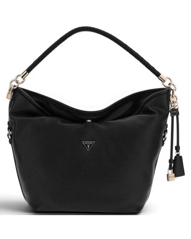 GUESS Guess Borsa Danya Hobo Bag Donna Nero in Materiale Sintetico con Chiusura Lampo e Logo - 9