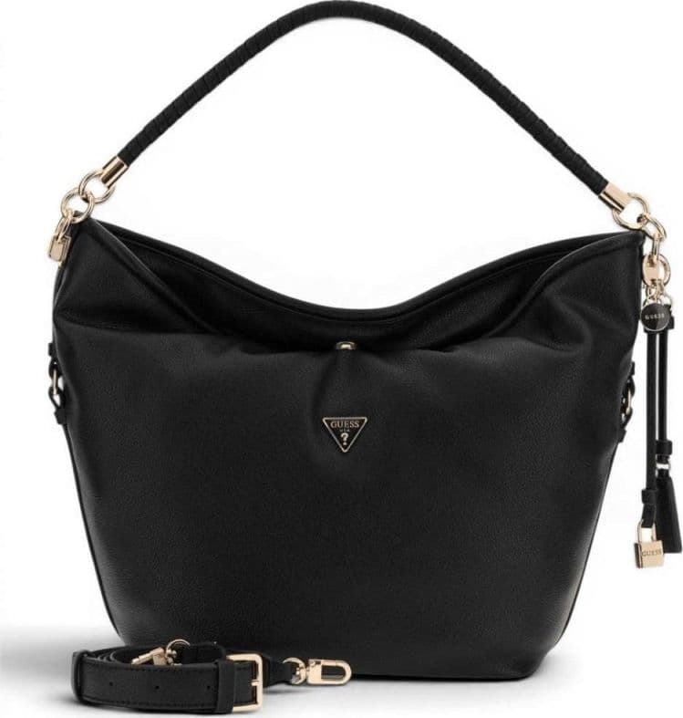 GUESS Guess Borsa Danya Hobo Bag Donna Nero in Materiale Sintetico con Chiusura Lampo e Logo - 5