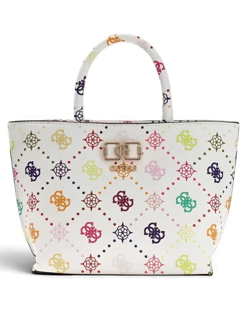 GUESS Guess Borsa Emelie Logo Mini Tote Donna Multi Logo in Tessuto con Chiusura Lampo e Tracolla - 9
