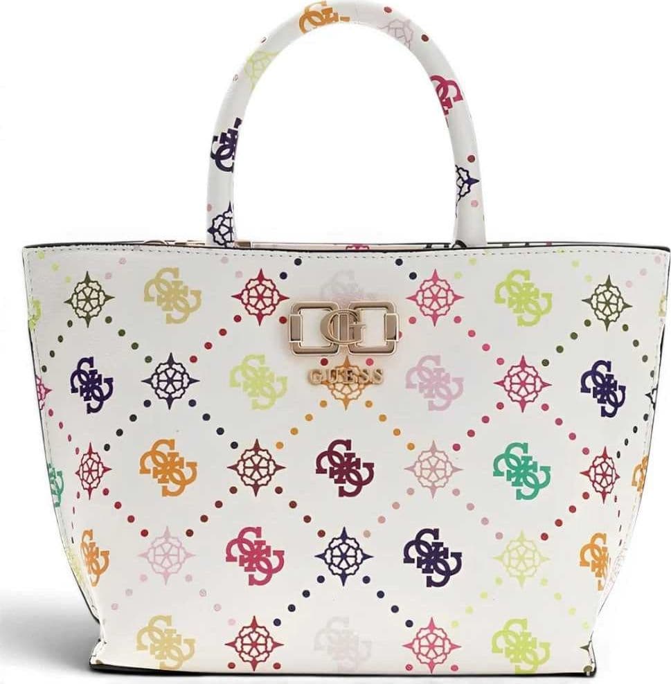 GUESS Guess Borsa Emelie Logo Mini Tote Donna Multi Logo in Tessuto con Chiusura Lampo e Tracolla - 2