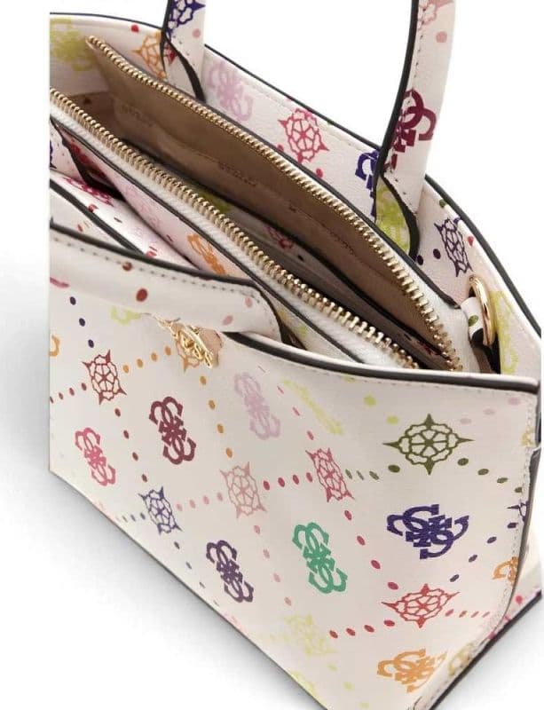 GUESS Guess Borsa Emelie Logo Mini Tote Donna Multi Logo in Tessuto con Chiusura Lampo e Tracolla - 7