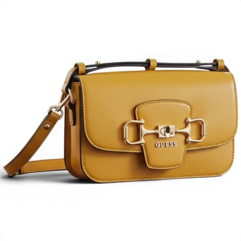 GUESS Guess Borsa Janie Convertible Crossbody Flap Donna Amber in Materiale Sintetico con Tracolla a Catena - 6