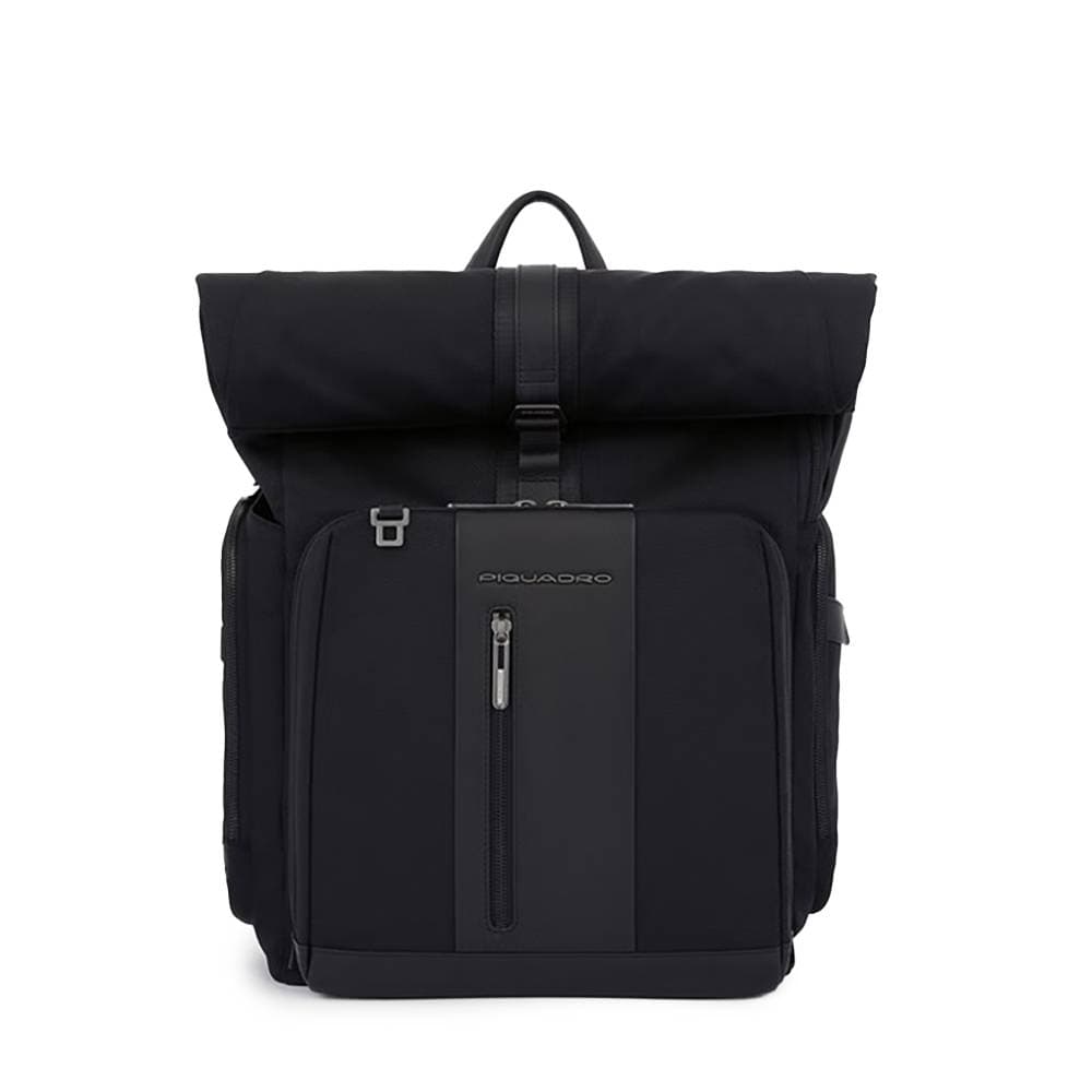PIQUADRO Zaino  BagMotic roll-up pelle e tessuto Nero - CA5938BR2BMMD-N - 2