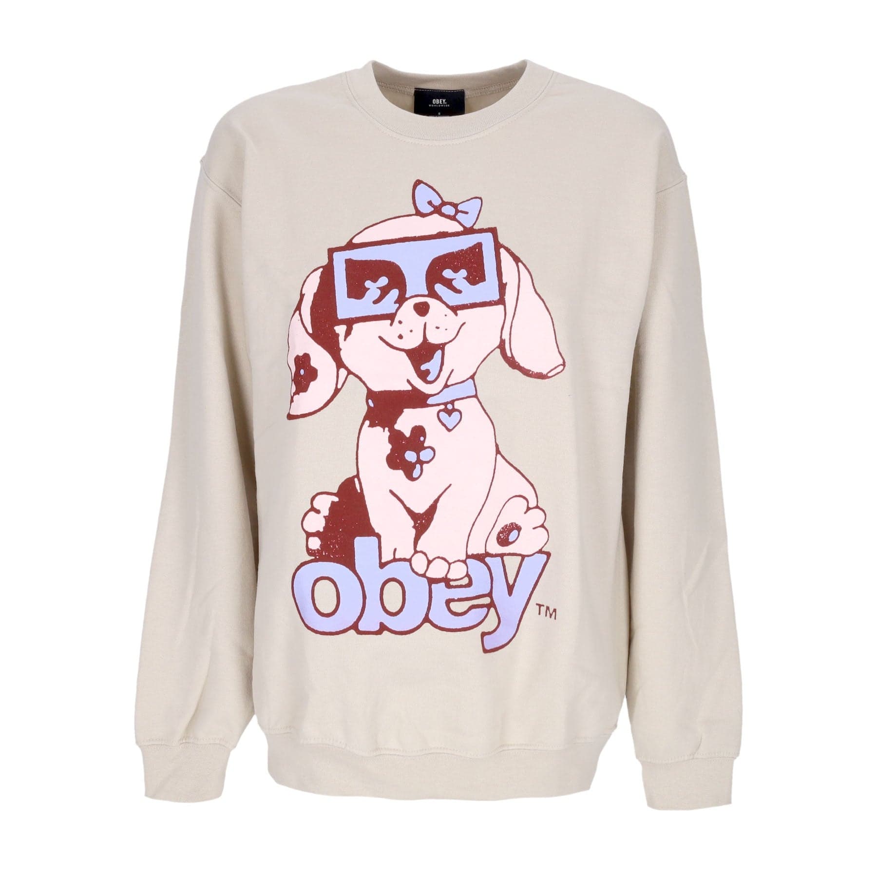 OBEY Felpa Girocollo Donna Puppy Old School Crew Sand - 3