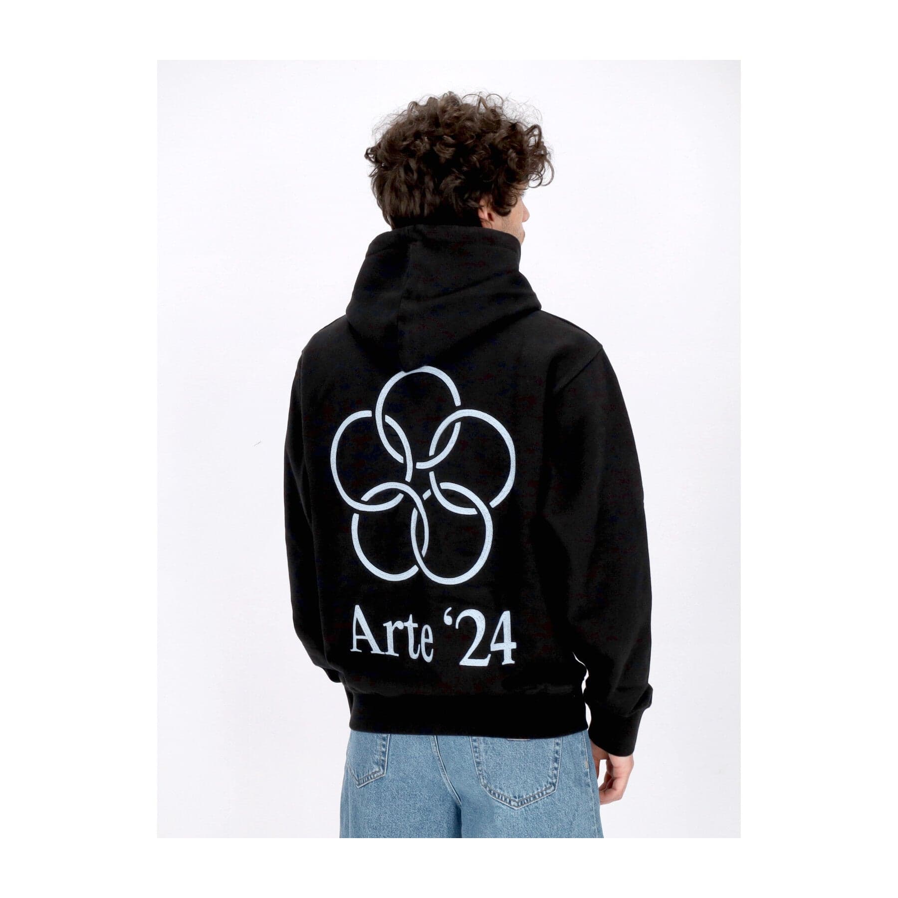ARTE Felpa Leggera Cappuccio Uomo Hank Back Rings Hoodie Black - 4