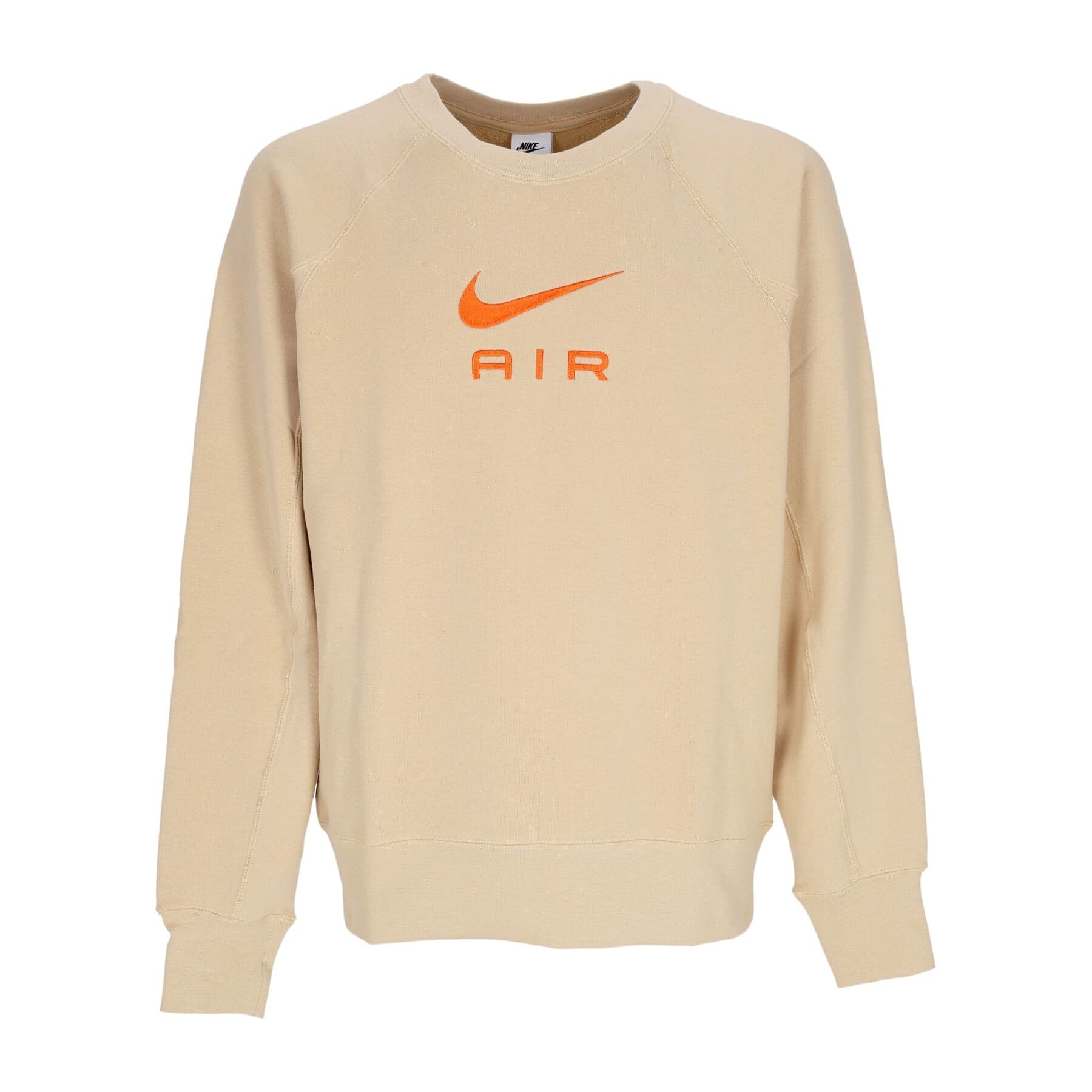 Nike Felpa Leggera Girocollo Uomo Sportswear Air French Terry Crewneck Sesame/safety Orange - 3