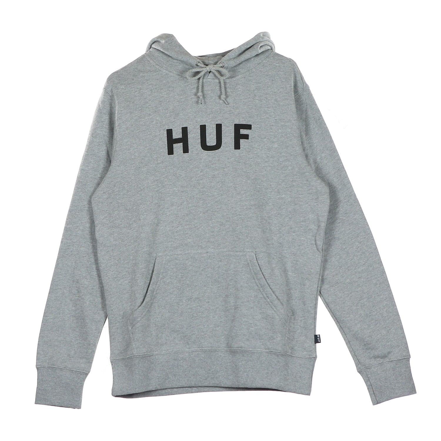 HUF Felpa Cappuccio Uomo Essentials Og Logo Grey Heather - 7
