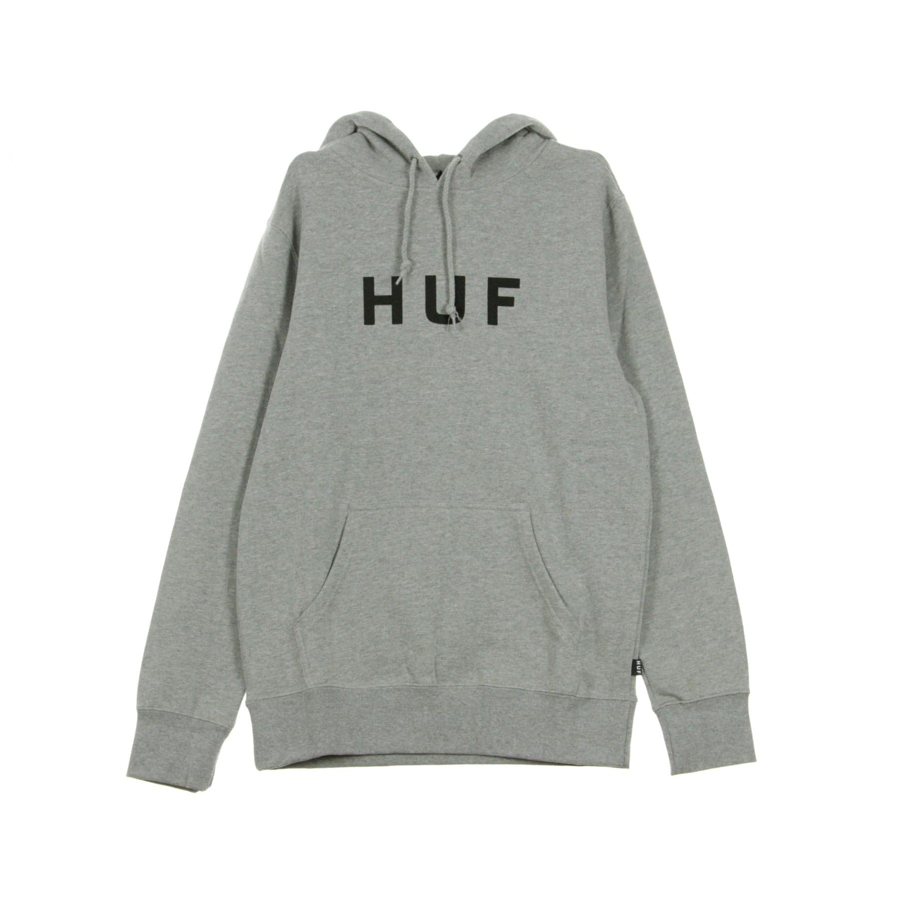 HUF Felpa Cappuccio Uomo Essentials Og Logo Grey Heather - 4
