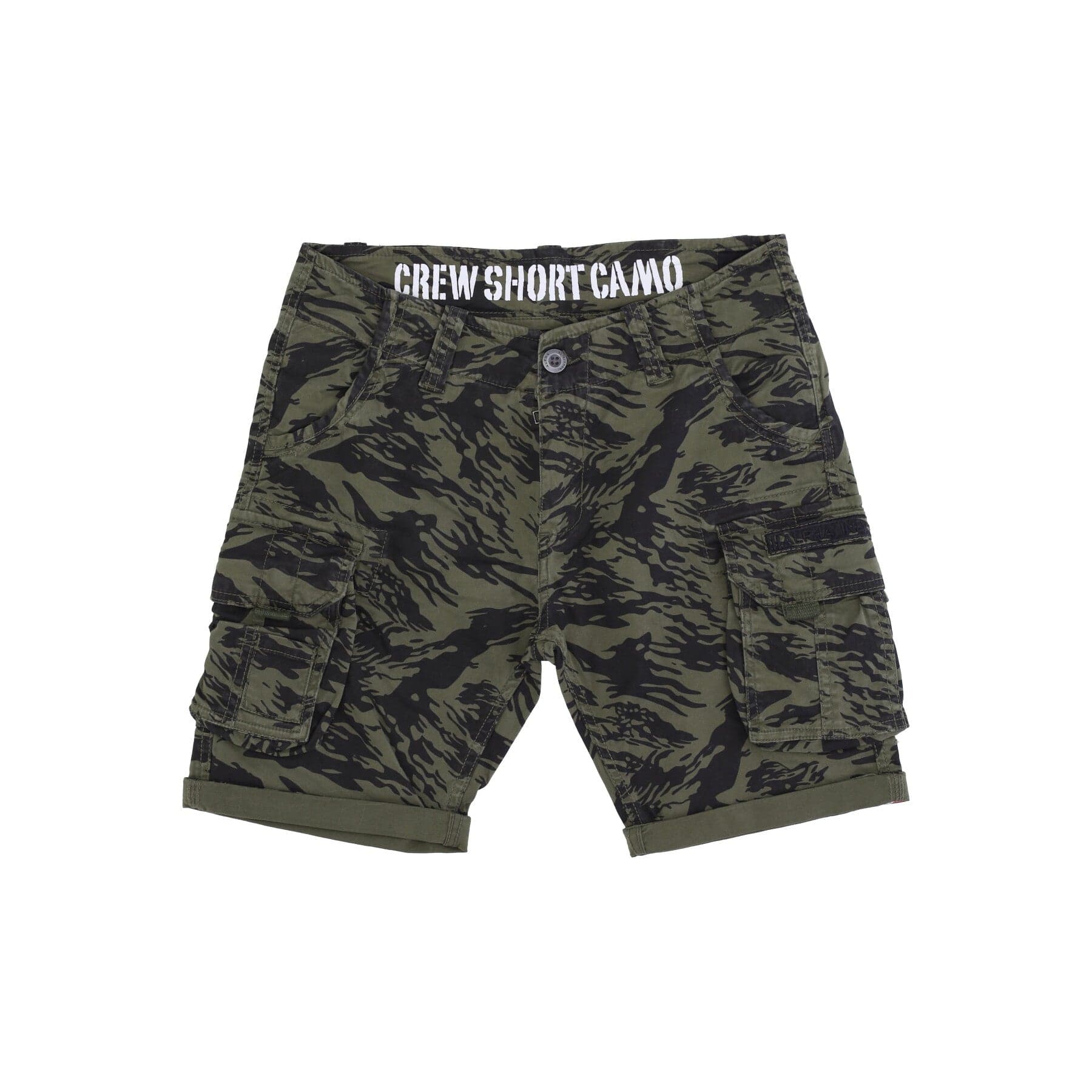 ALPHA INDUSTRIES Pantalone Corto Uomo Crew Short Camo Brushstroke Green - 4