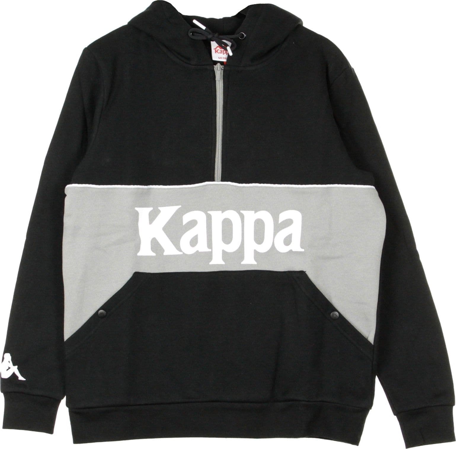 KAPPA Felpa Cappuccio Zip Uomo Authentic 90 Barna Black/grey Flint/white - 5