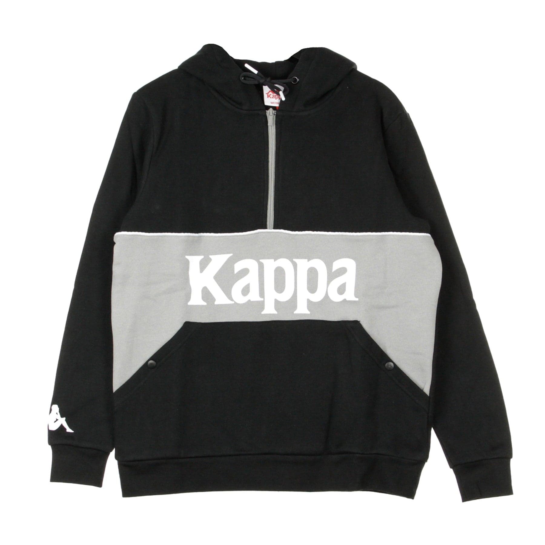 KAPPA Felpa Cappuccio Zip Uomo Authentic 90 Barna Black/grey Flint/white - 5