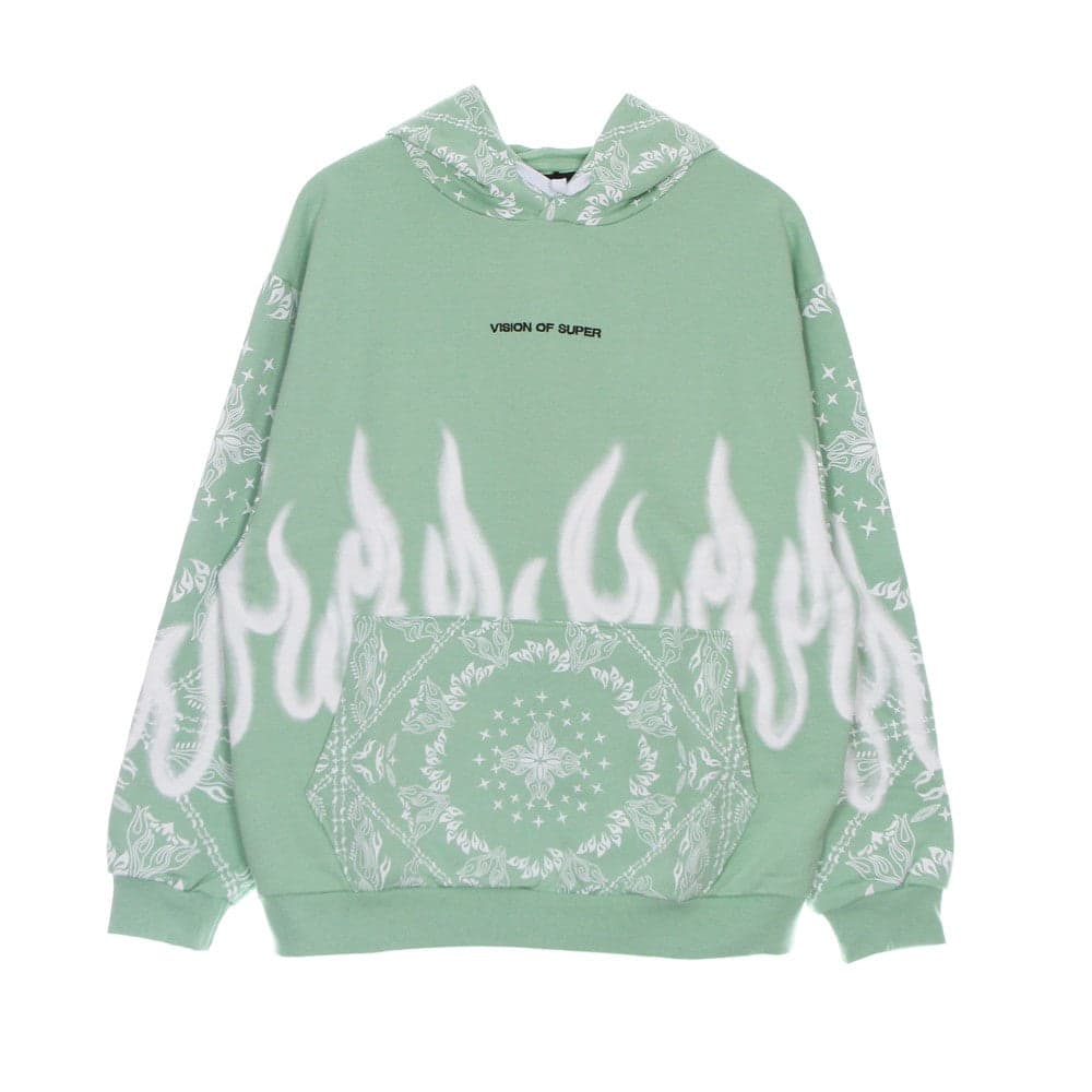 VISION OF SUPER Felpa Leggera Cappuccio Uomo Bandana Print Hoodie Green - 4