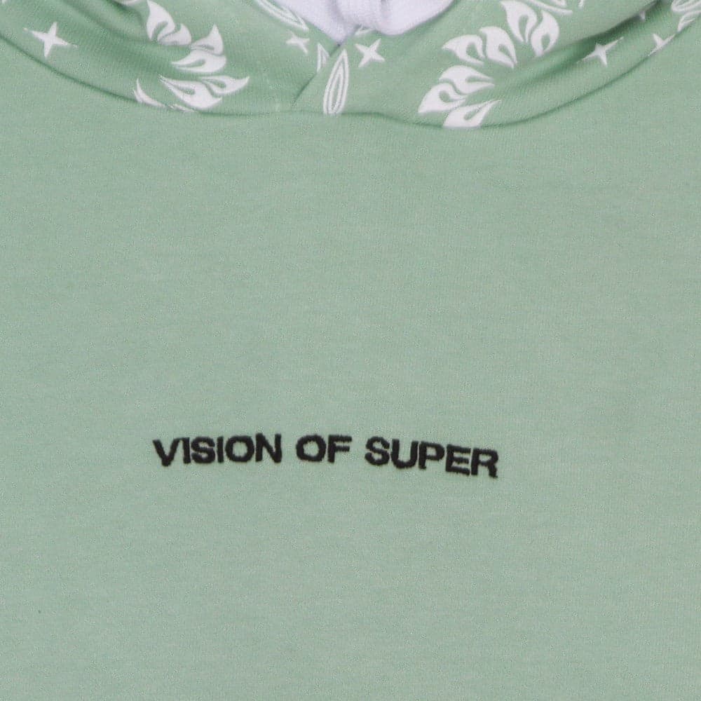 VISION OF SUPER Felpa Leggera Cappuccio Uomo Bandana Print Hoodie Green - 3