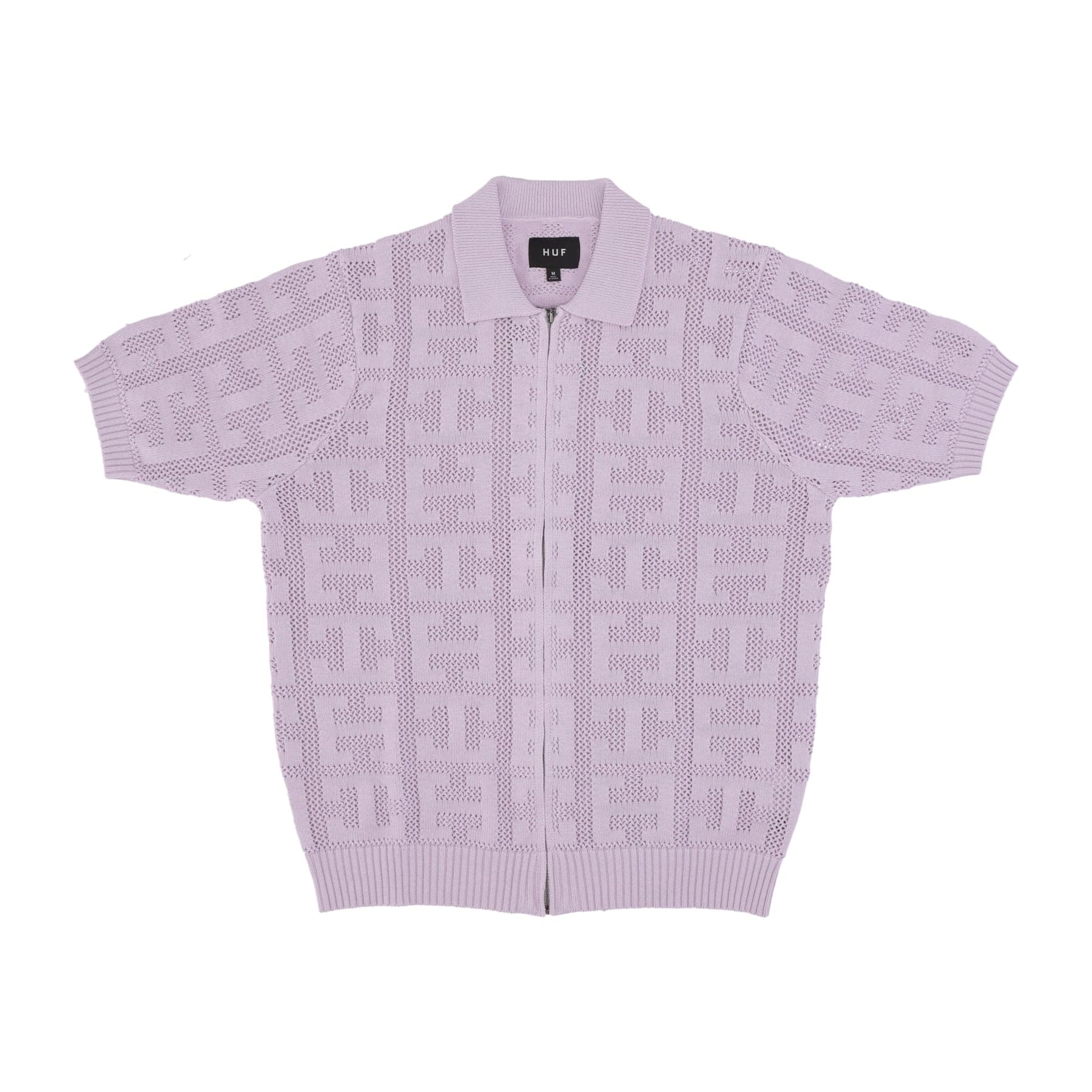 HUF Polo Manica Corta Uomo Monogram Jacquard Zip Sweater Lavender - 3
