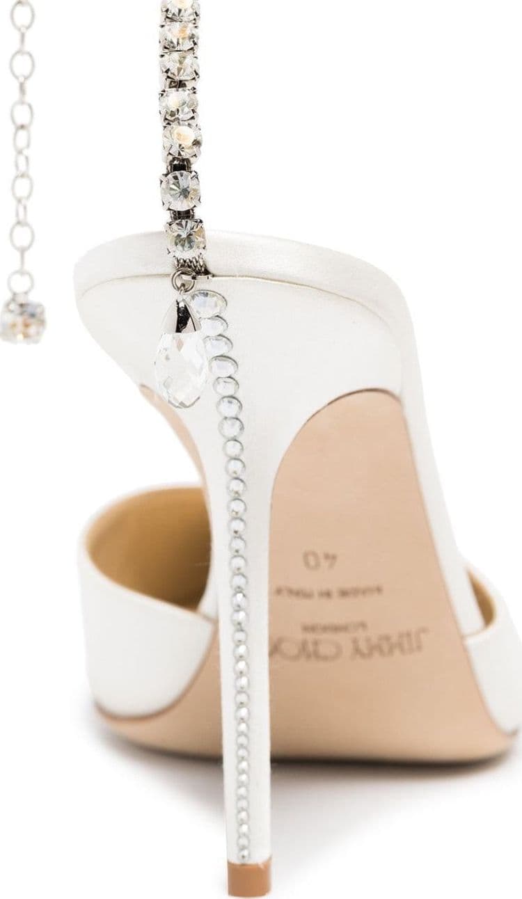 Jimmy Choo Decollete in pelle verniciata color lino con cristalli - 4