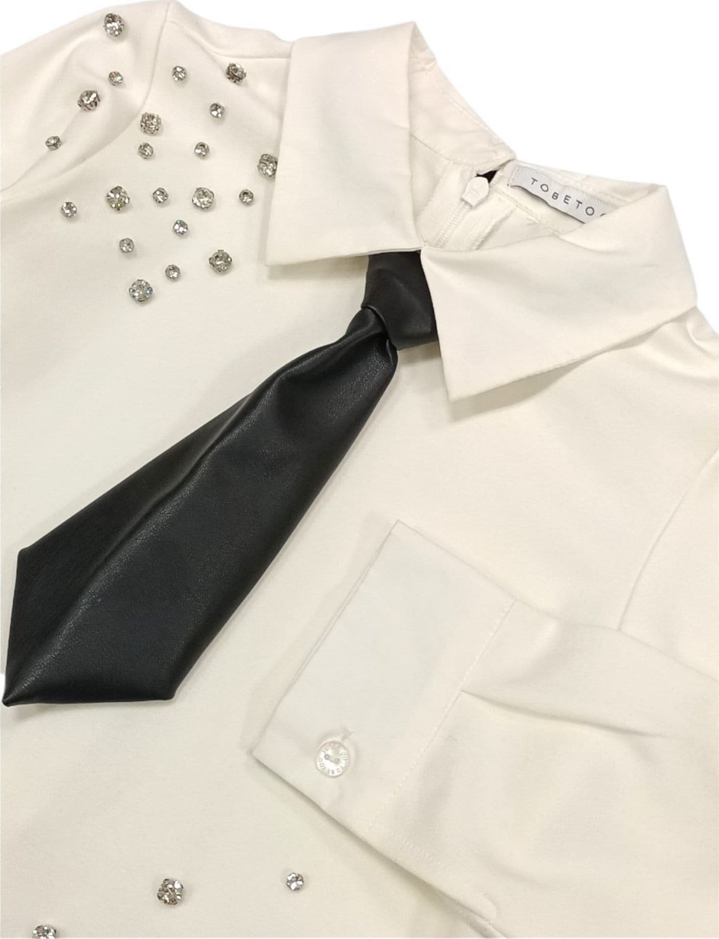 TO BE TOO To Be Too - Abito Bianco C/cravatta Nera BF24A614 - 2