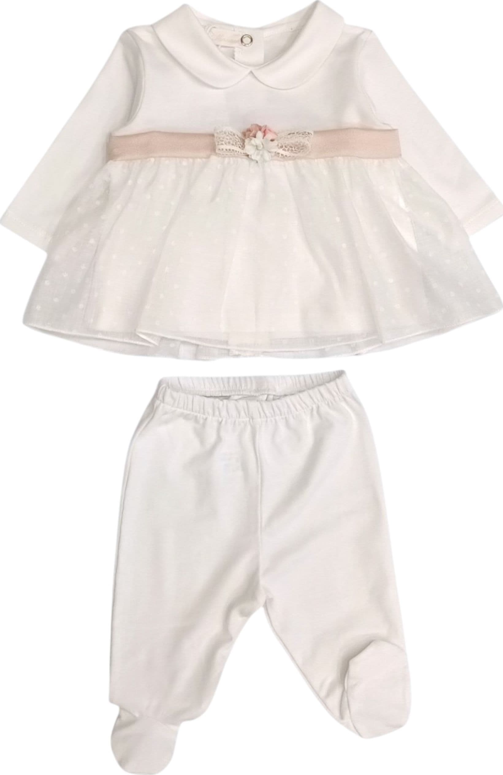 NINNAOH Ninnaoh - Completo Bianco/rosa Roselline E Fiocco E25C12 - 4