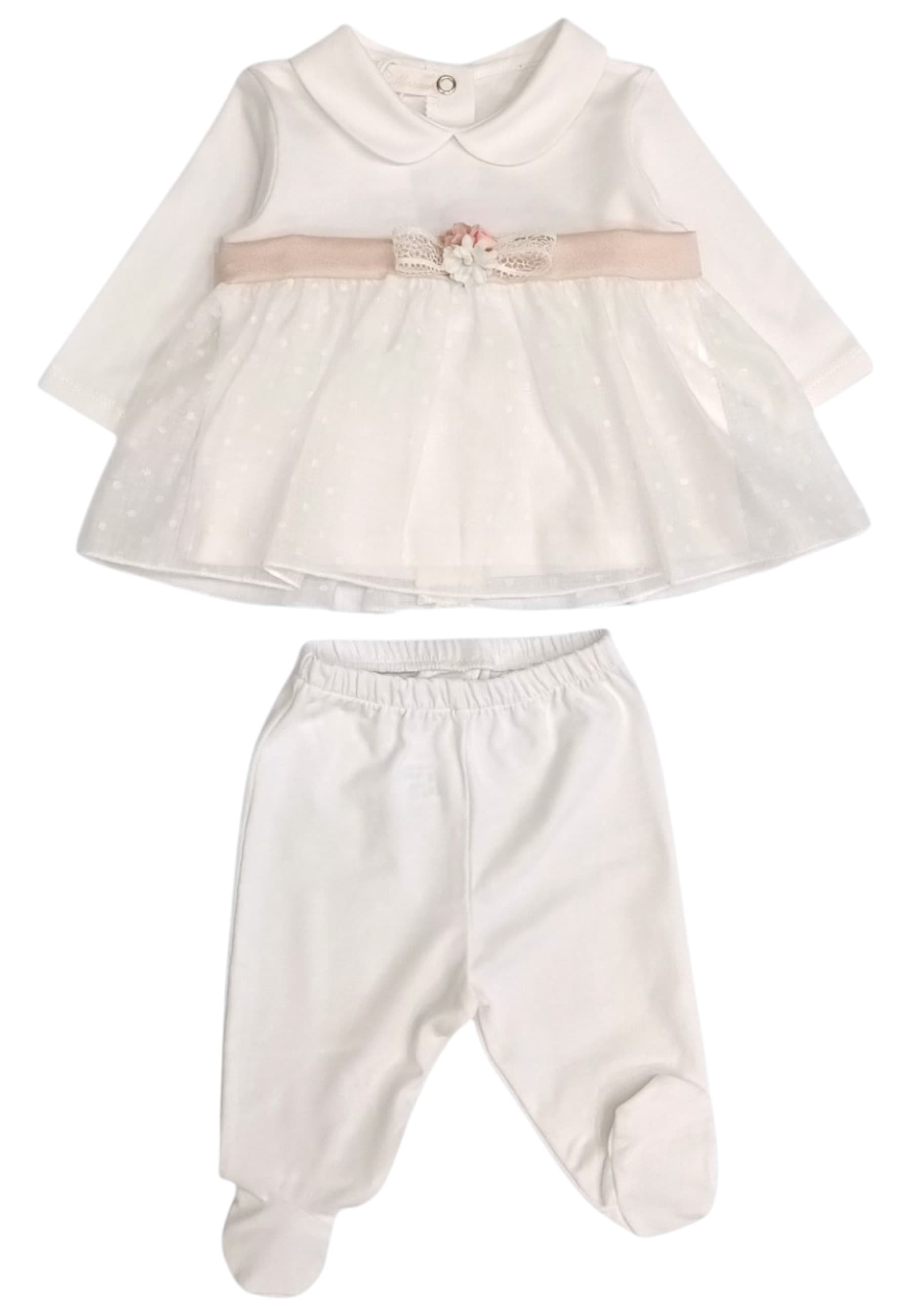 NINNAOH Ninnaoh - Completo Bianco/rosa Roselline E Fiocco E25C12 - 4
