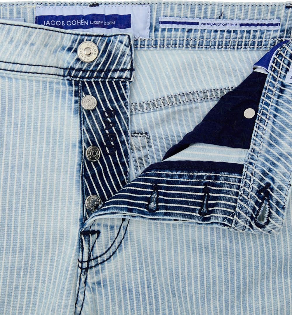 Jacob Cohen Jeans Bard in Denim Chiaro a Righe - 5