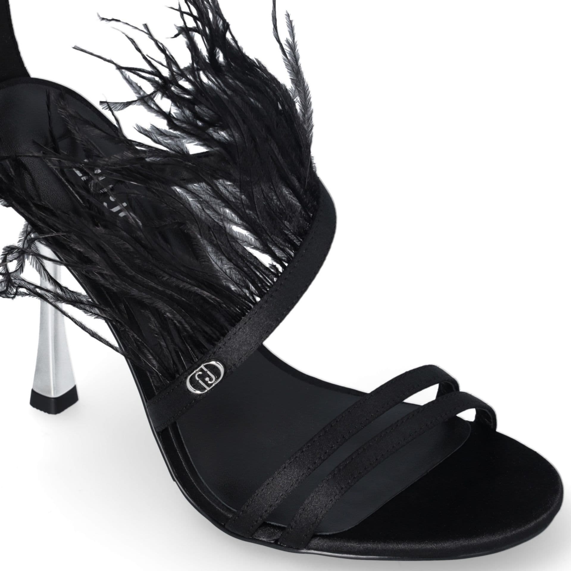 LIU JO Liu Jo Sandali Eleganti Neri in Raso Miriam 17 con Piume e Tacco a Clessidra - 5