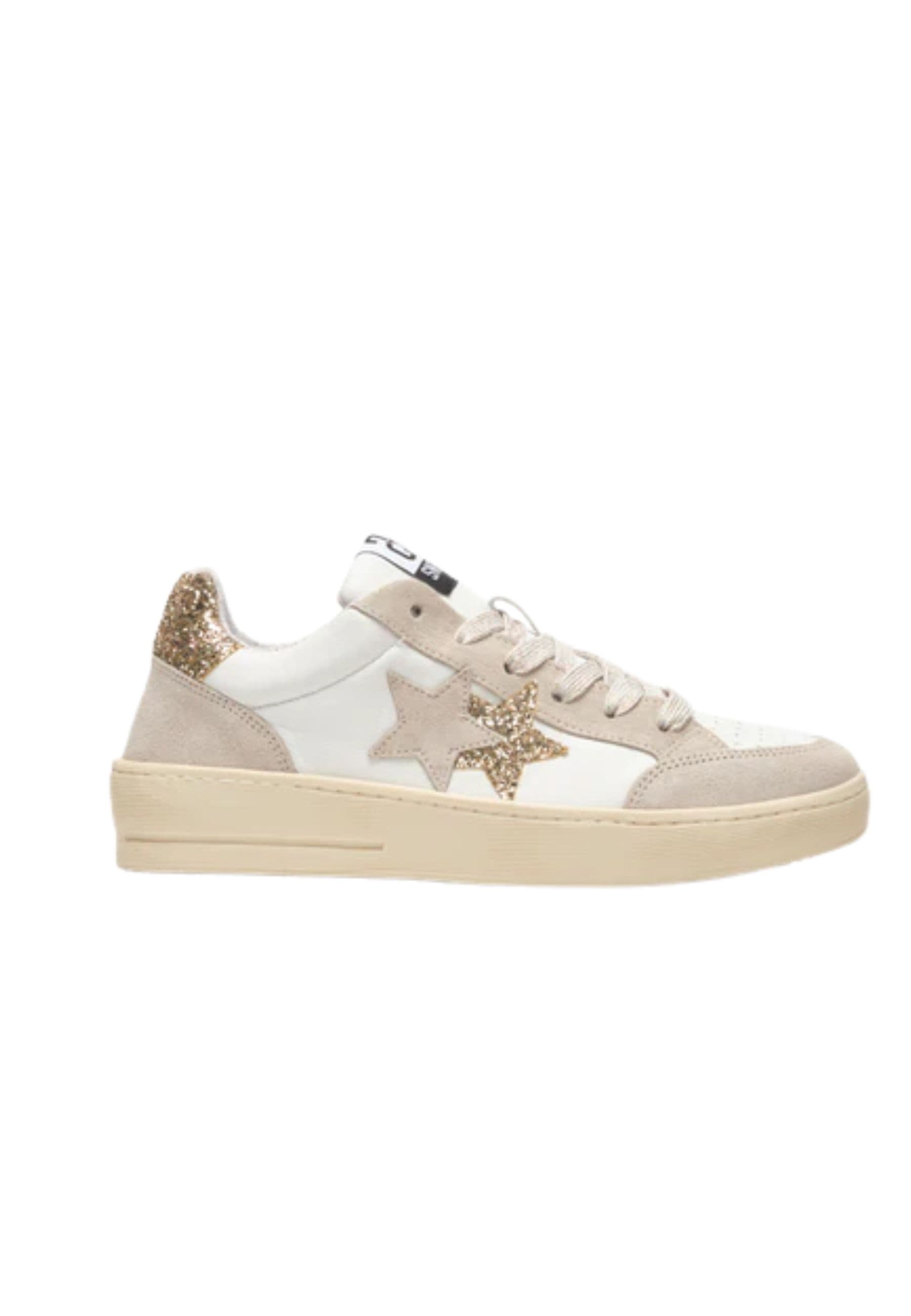 2-STAR Sneakers Donna 2-star New Star Beige e oro – WHITE