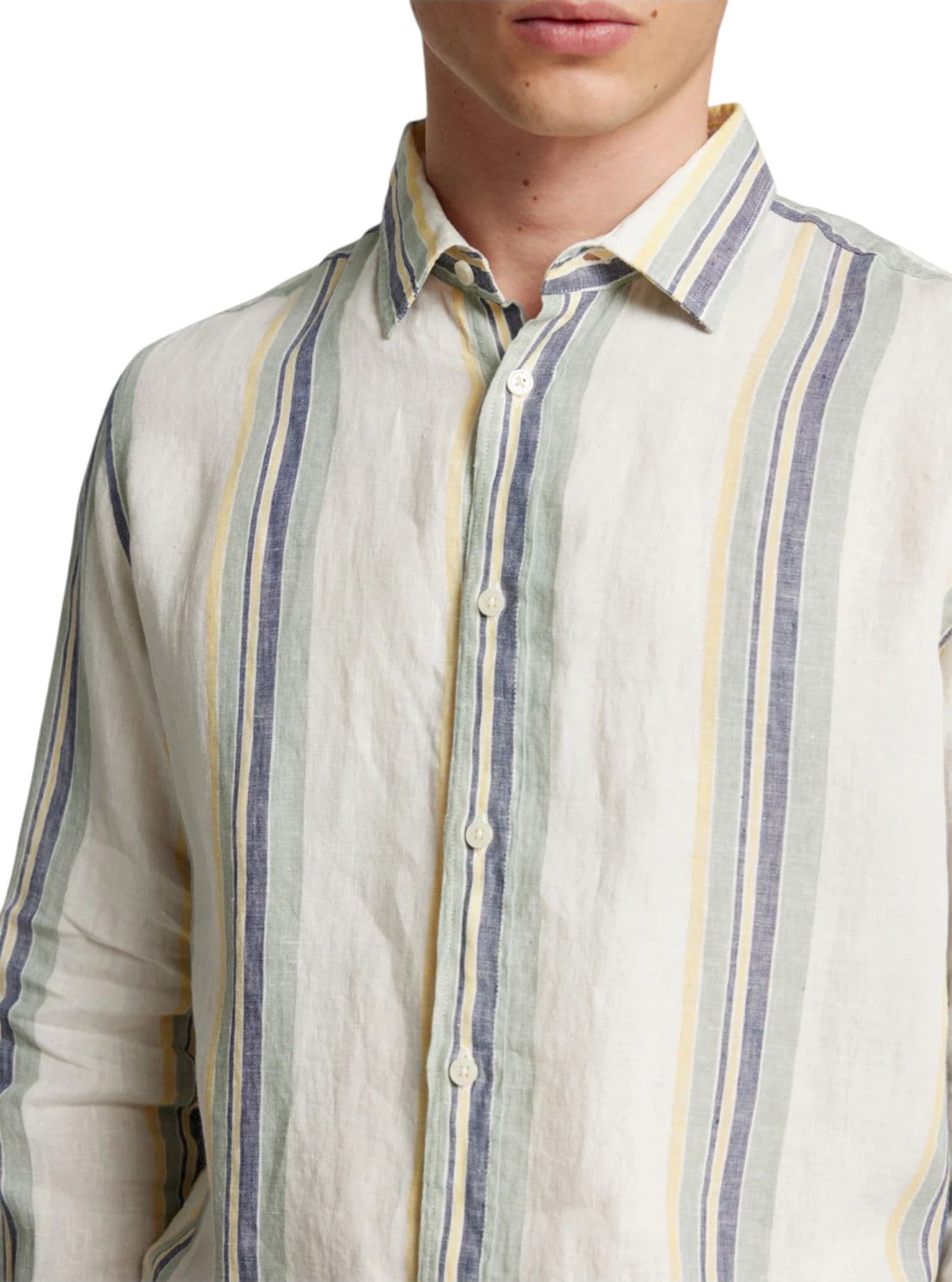 SELECTED HOMME selected homme reg kylian linen ls shirt - egret/multi stripe - 4