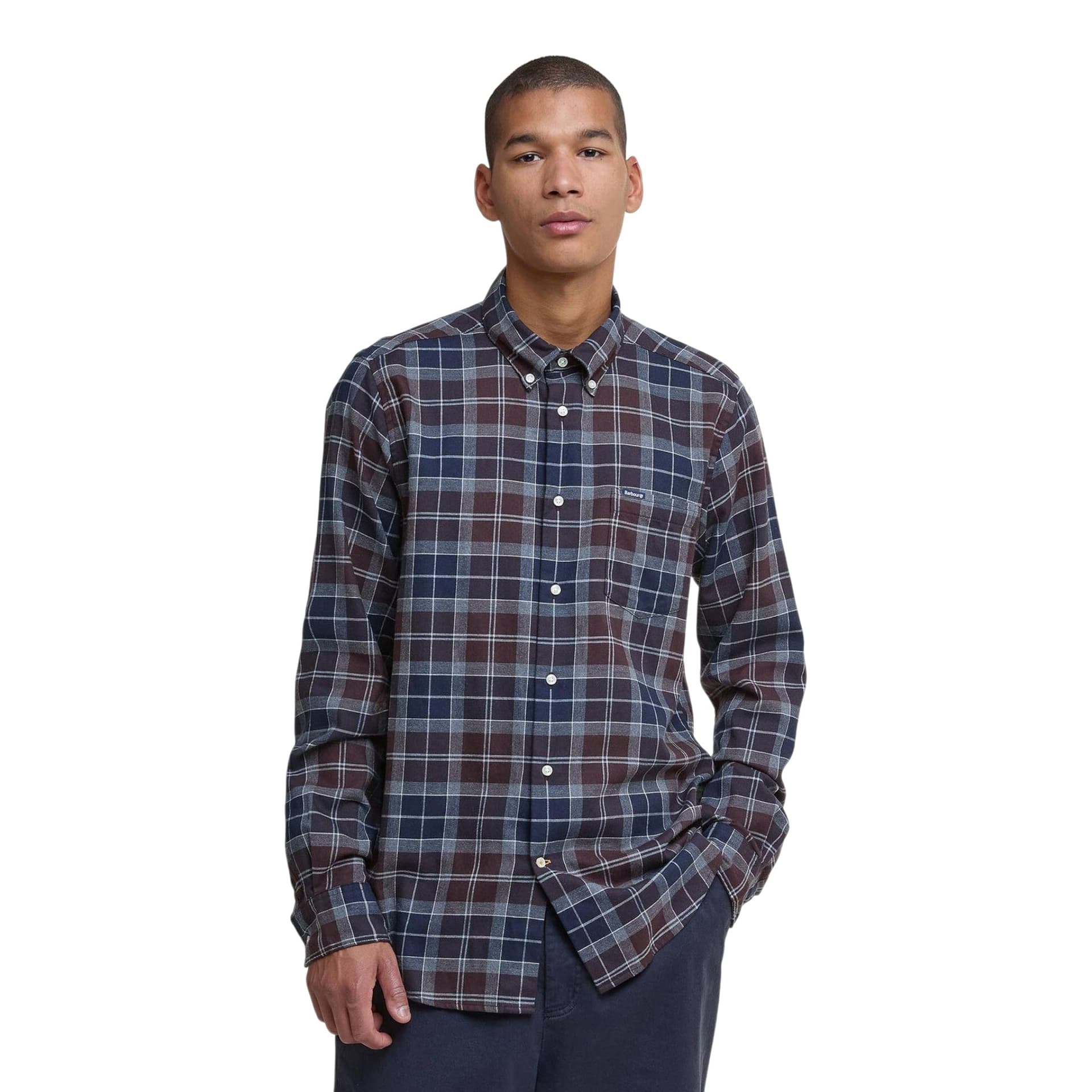 BARBOUR camicia barbour fortrose tailored shirt - tartan midnight - 2