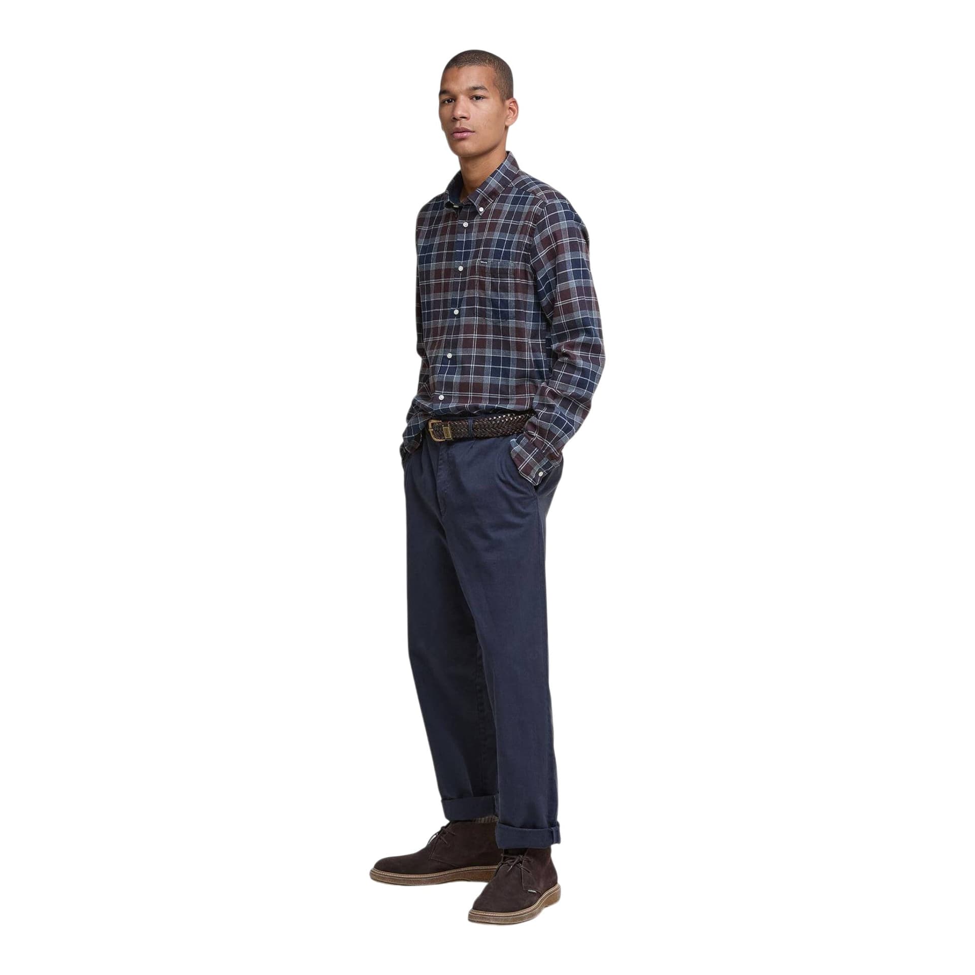 BARBOUR camicia barbour fortrose tailored shirt - tartan midnight - 3