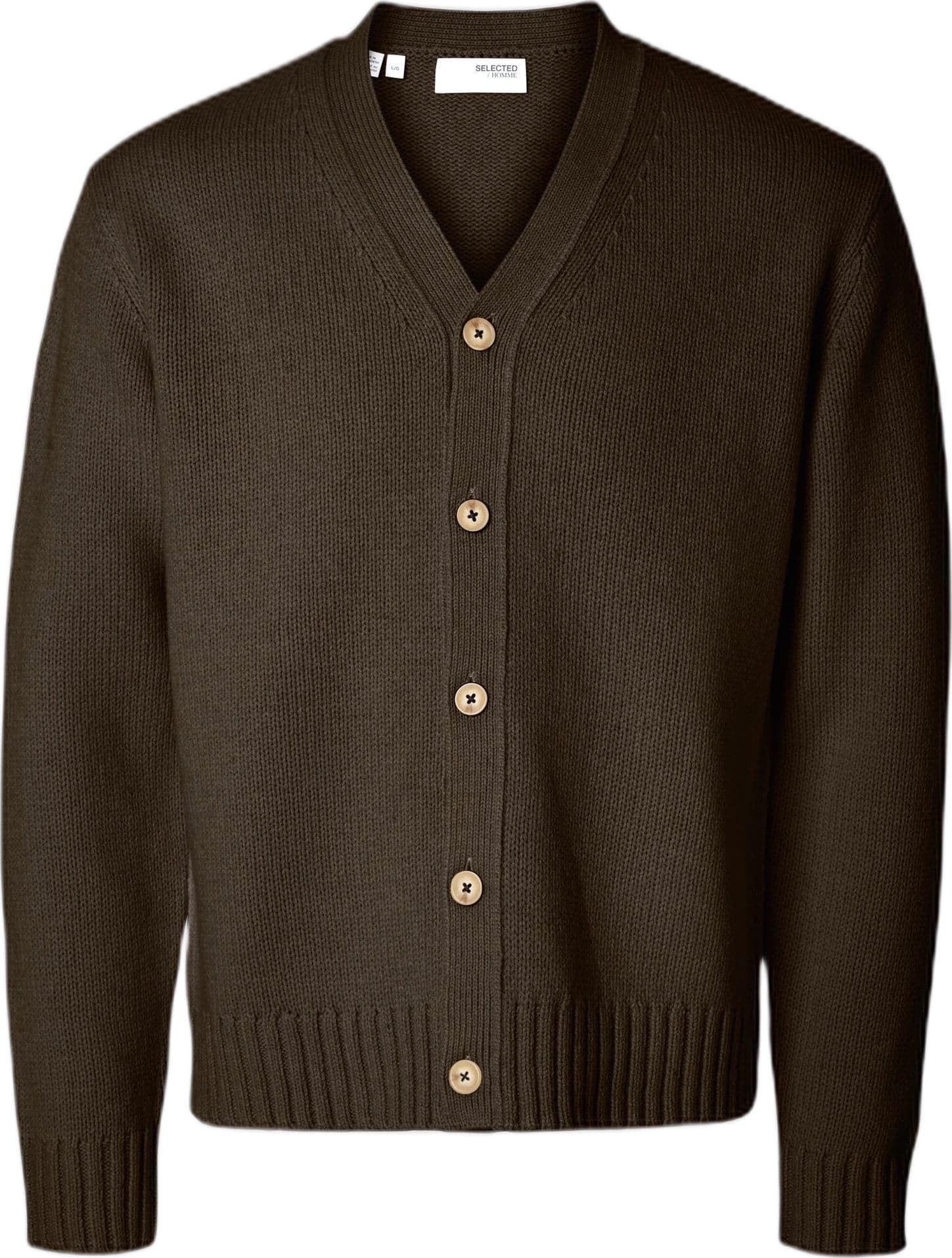 SELECTED HOMME cardigan selected homme ls cody knit relaxed cardigan - demitasse – BROWN