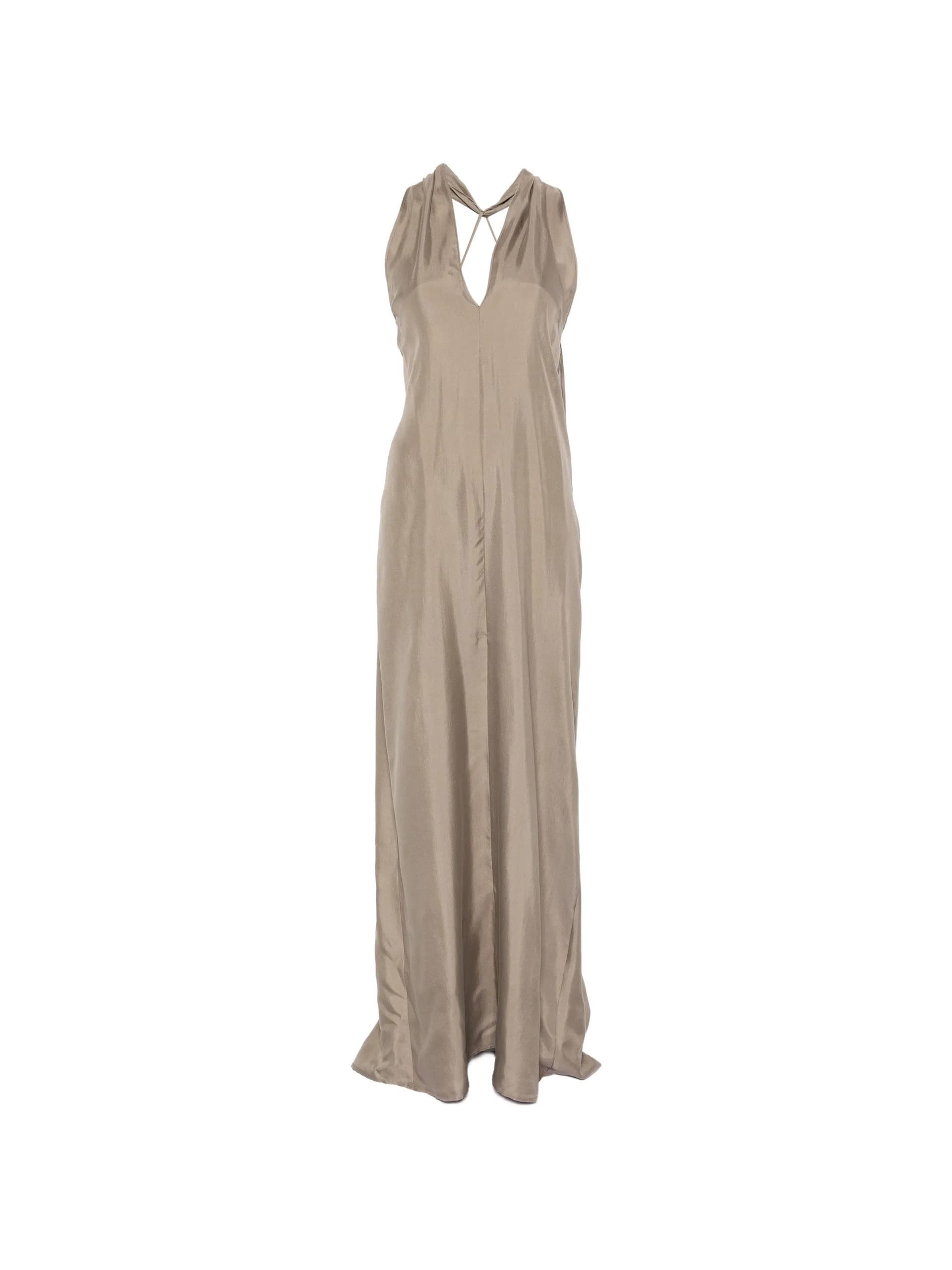 Alysi  - Vestito Maxi Dress Satin Beige da Donna - 4
