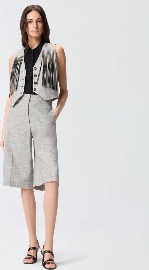 Pinko   BORETTO GILET FIAMMATO LINO COTONE SS26