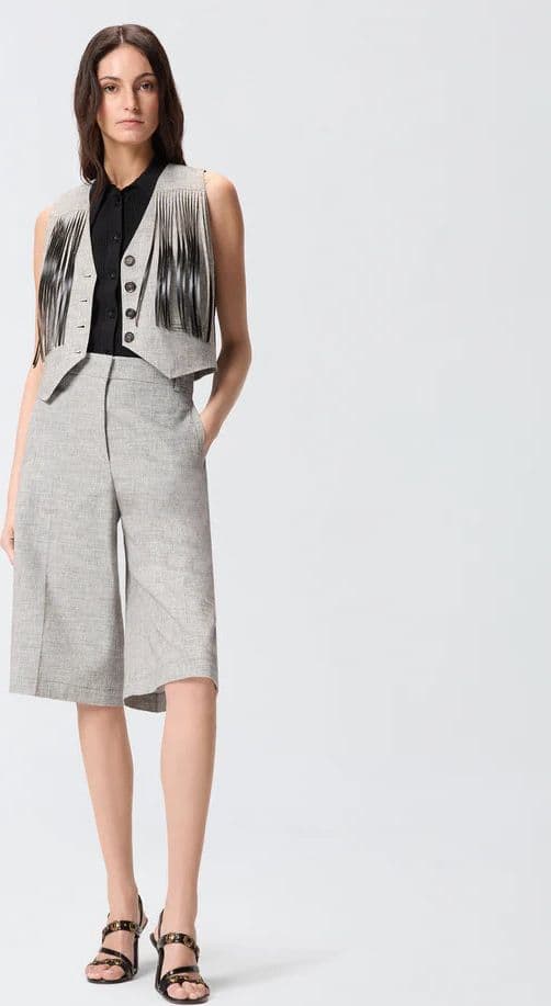 Pinko   BORETTO GILET FIAMMATO LINO COTONE SS26