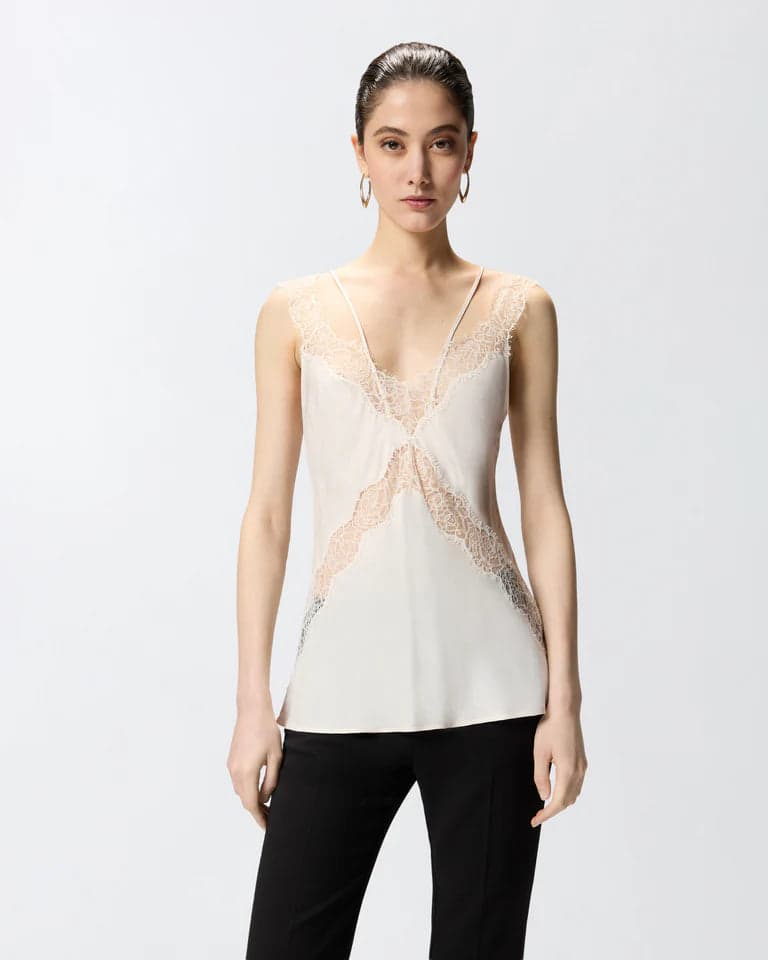 Pinko   LYDIA TOP TWILL CON PIZZO SS26 - 9