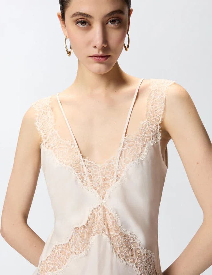 Pinko   LYDIA TOP TWILL CON PIZZO SS26 - 4