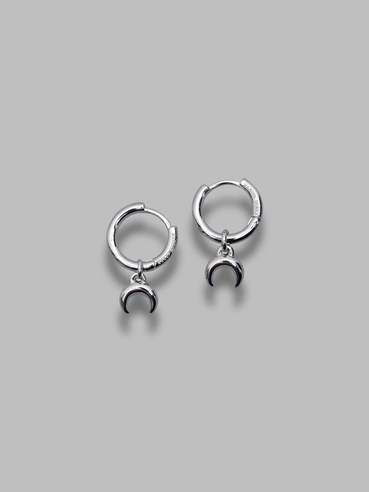 MARINE SERRE silver plated moon mini creoles - 3