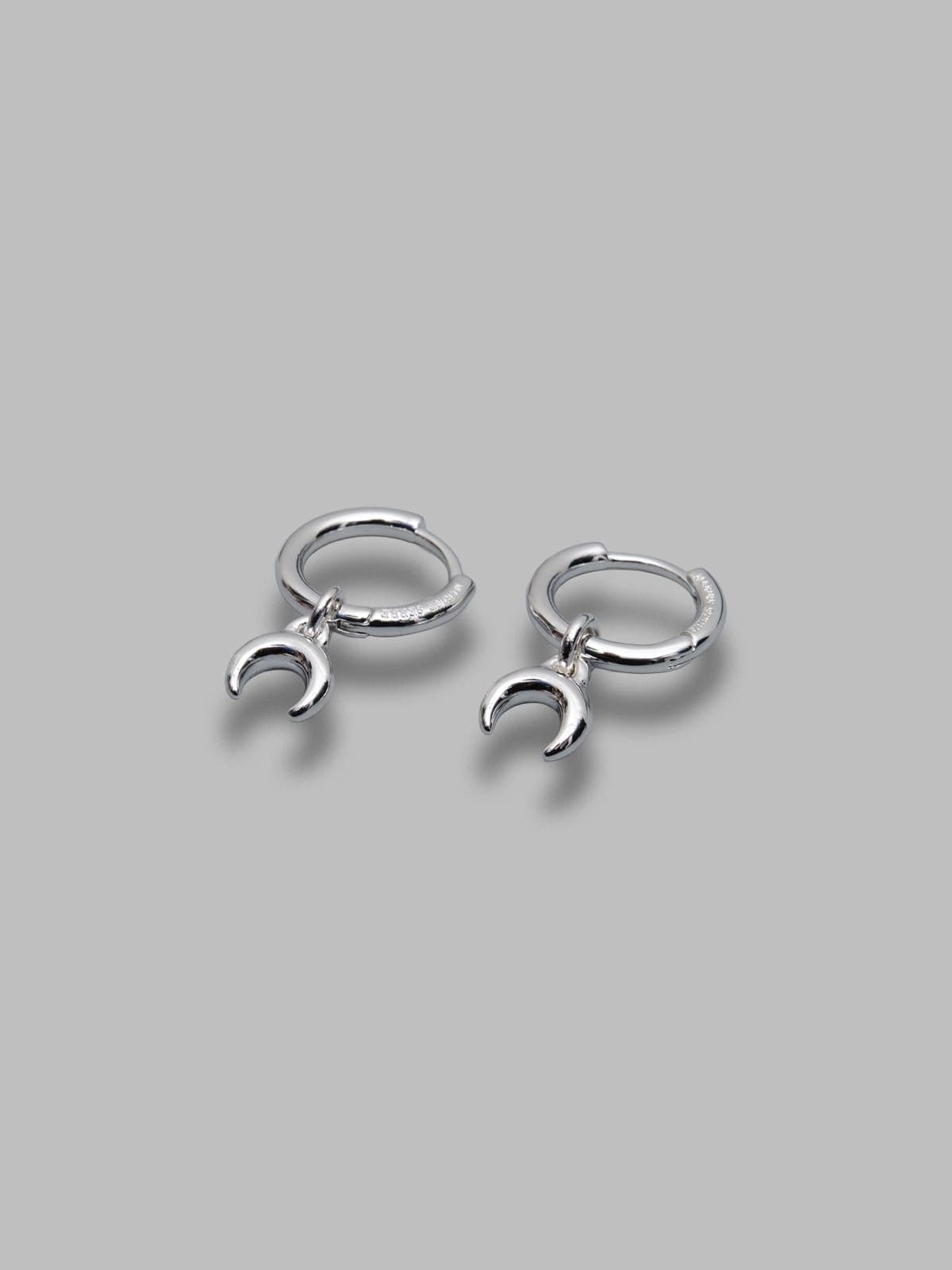 MARINE SERRE silver plated moon mini creoles - 2