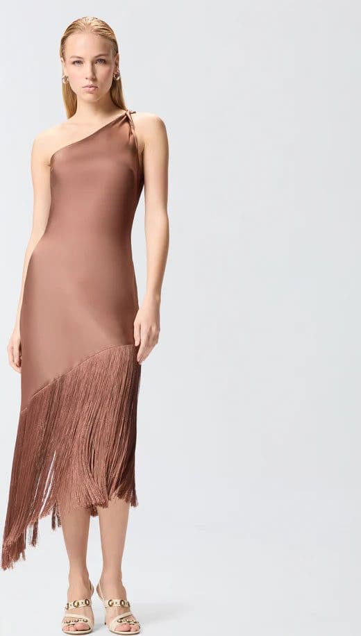 Pinko   KIWI ABITO SATIN CON FRANGE SS26 - 7