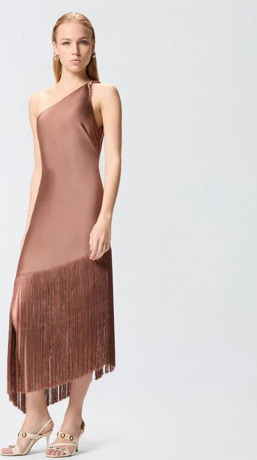 Pinko   KIWI ABITO SATIN CON FRANGE SS26 - 2