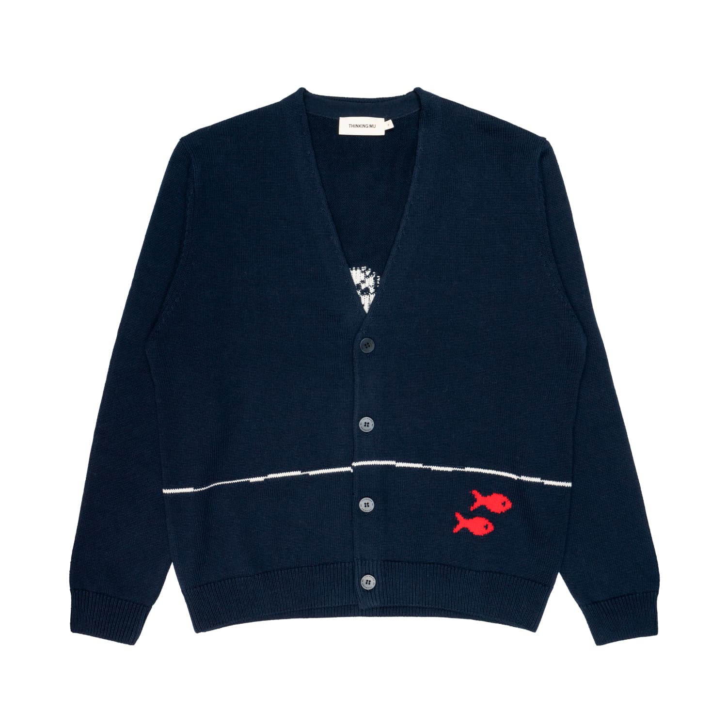 THINKING MU Cardigan Uomo Thinking Mu Creed fishermans  navy - 4